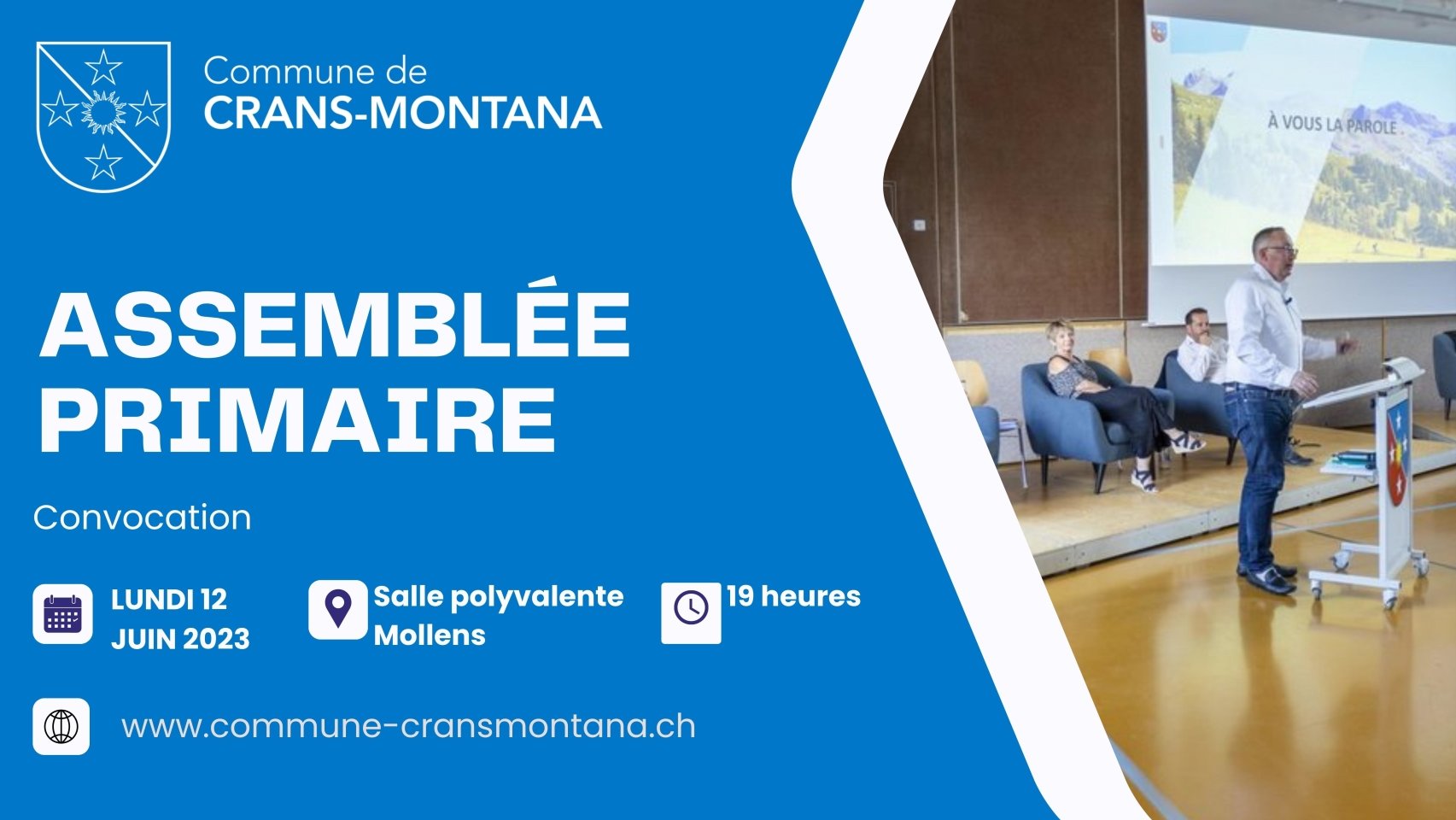 Convocation de l'Assemblée primaire de la Commune de Crans-Montana (12 juin 2023)